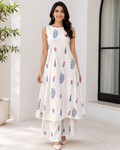 White Floral Printed Kurta & Palazzo Set
